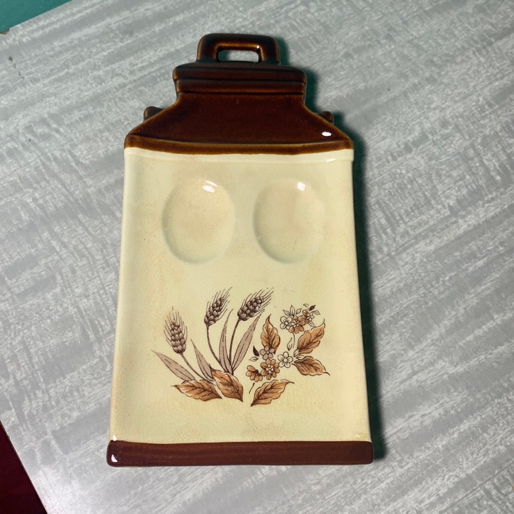 Vintage Japan Ceramic Wheat design spoon rest